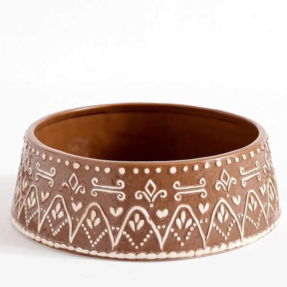 Pottery Barn Gingerbread Pet Bowl Large Stoneware